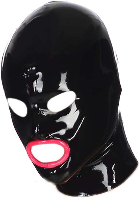 jp exlatex latex hood bondage mask with eyes nose and red lip rim rubber hood sm hood