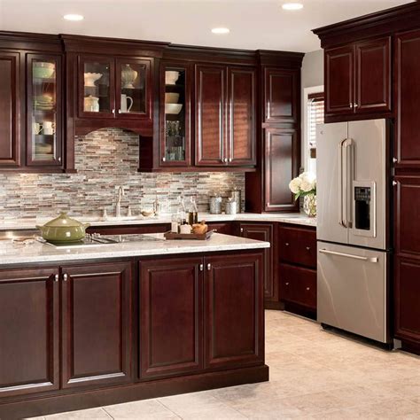 Kitchens with cherry wood cabinets offer a warm and luxurious look and match well with a variety of different countertop materials and finishes. Shop Shenandoah Bluemont 13-in x 14.5-in Bordeaux Cherry ...