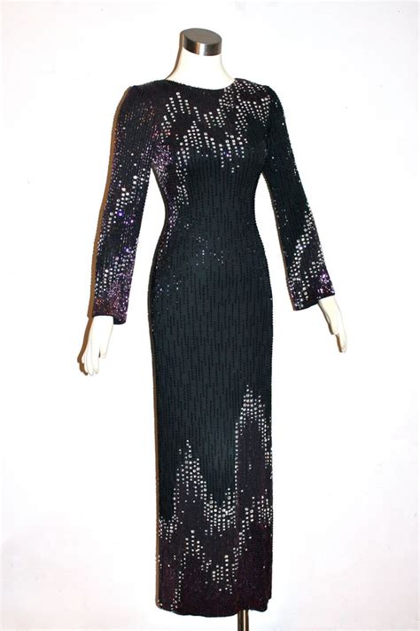 Bob Mackie Vintage Gown Couture Original 70s Heavily Beaded Dress Authentic By Statedstyle