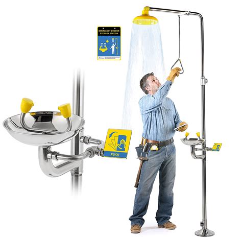 Combination Eye Wash Station And Shower Emergency Shower Eyewash Station OSHA Approved Stand