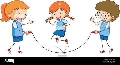 Los Niños Juegan Saltar La Cuerda Ilustración Imagen Vector De Stock
