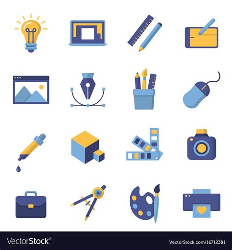 Printing And Graphic Design Icons Royalty Free Vector Image