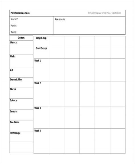 Printable Monthly Lesson Plan Template Printable Templates