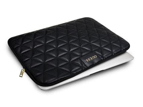 Guess Quilted Laptop Sleeve Zwart 13 Inch Macbook Hoes
