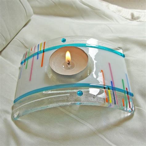 Fused Glass Candle Holder Home Decor Colorful Lighting