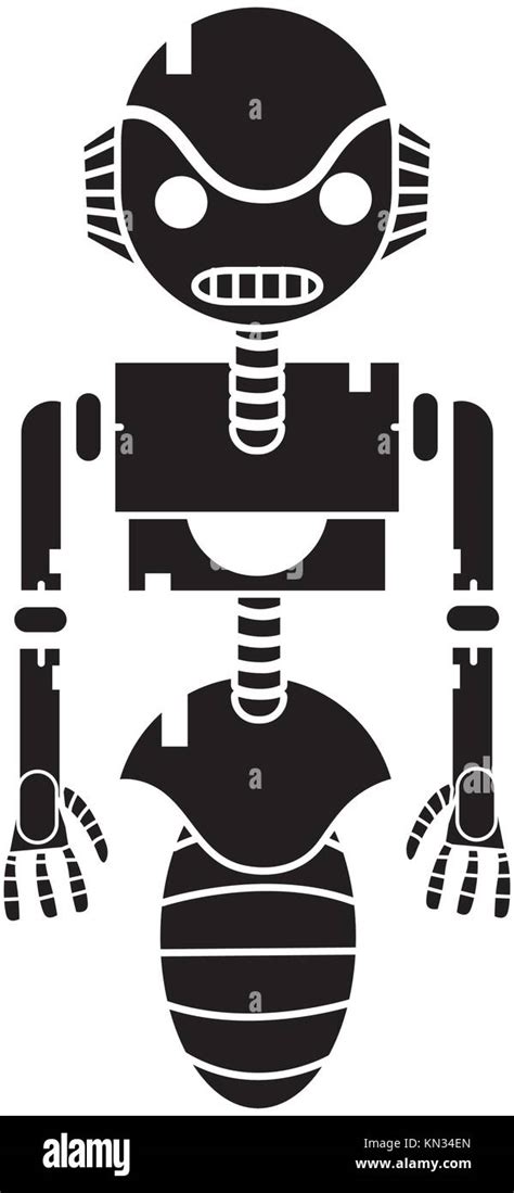 Contour Robot Technology With Machine Body Design Vector Illustration