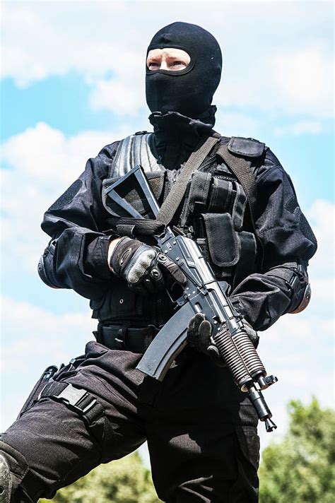 Spec Ops Soldier In Black Uniform Photograph By Oleg Zabielin Fine