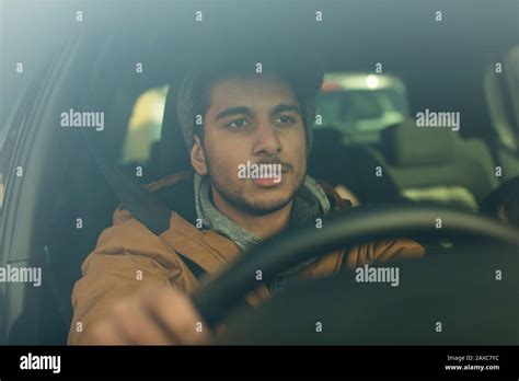Young Man Driving Car Stock Photo Alamy