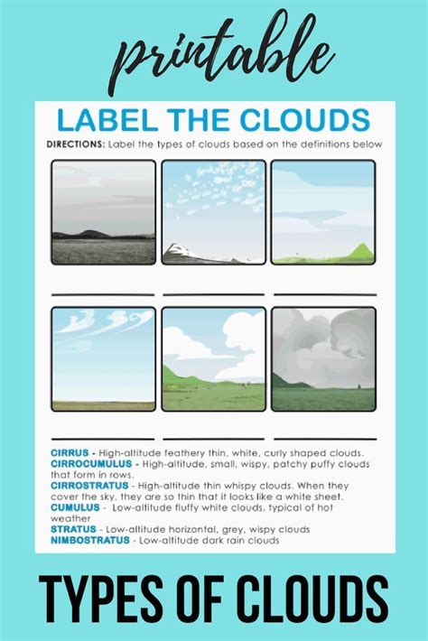 Types Of Clouds Worksheet Earth And Space Science