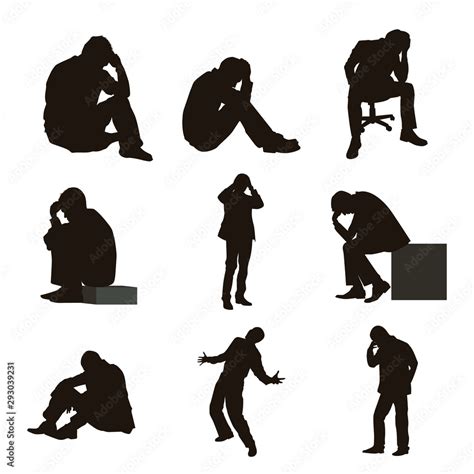 People Are Depressed Or Frustrated Silhouettes Stock Vector Adobe Stock