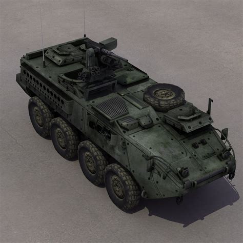 M1126 Stryker Apc 3d Model Max Obj 3ds Fbx Dae Flt
