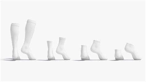Artstation White Socks Pair On Tiptoe Different Shapes Fabric Sox