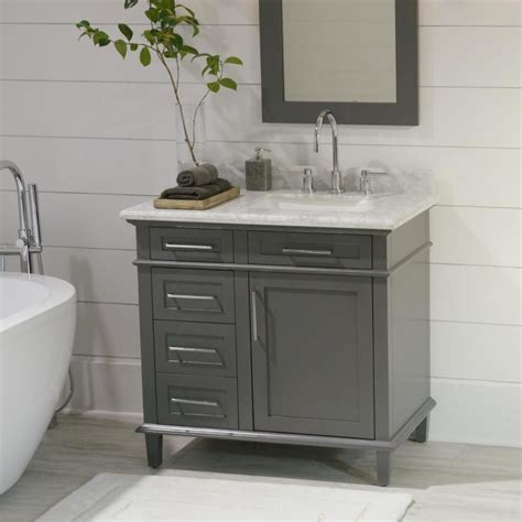 36 inch antique single sink bathroom vanity vintage vanilla finish, santa cecilia granite, absolute black rustic granite, galala beige marble and carrara white marble tops, under mount porcelain sink, framed type construction. Home Decorators Collection Sonoma 36 in. W x 22 in. D Bath ...