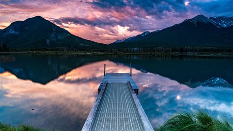 Pier Mountains Lake Shore 4k 1541117749