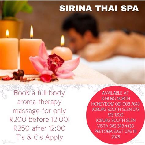 sirina thai spa aromatherapy extended due to popular demand book an aromatherapy massage before