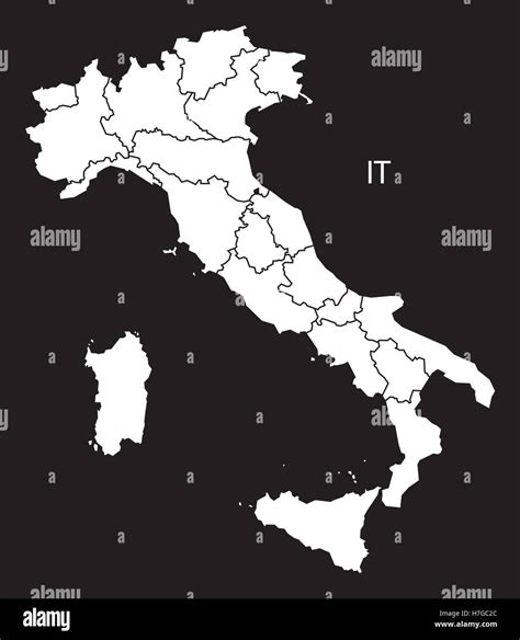 Italy Map Black White