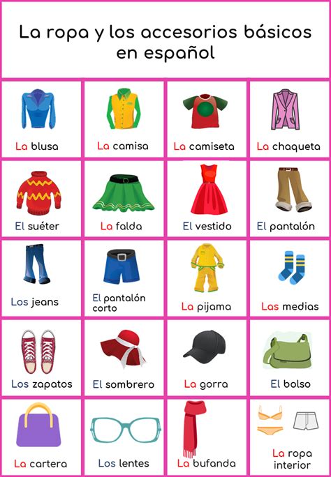 Clothing And Accessories In Spanish A1 La Ropa Y Los Accesorios En