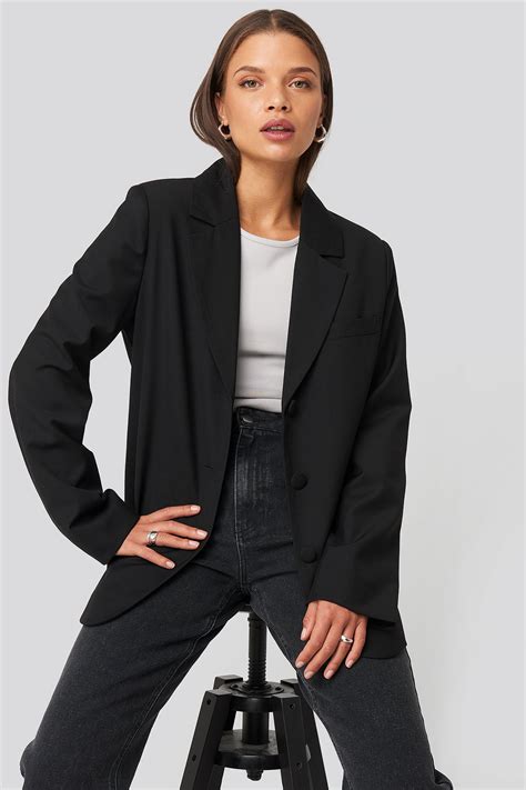 Oversized Straight Shape Blazer Black Na