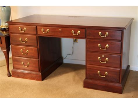 Our home office desks are perfect for helping you make the transition from office to home, with modern flair! Ethan Allen Cherry Desk With Brass Hardware #27342 | Black ...