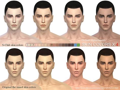 S Club Wm Ts4 Skin Cas Colors X 4 Default Replacement The Sims 4 Catalog