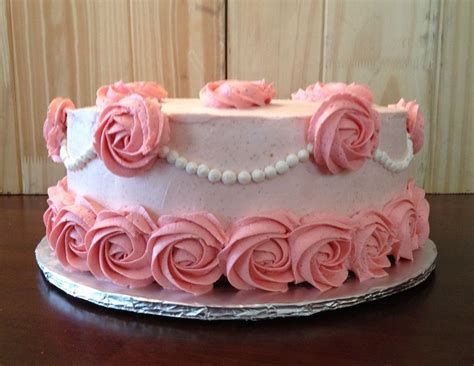 Girly Pink Roses Cake With Buttercream Icing Roses Made Using Wilton 1m Tip Pretty Cakes