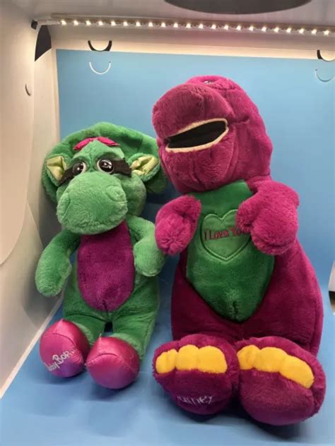 Vintage 1992 The Lyons Group Barney The Dinosaur And Baby Bop Plush Lot