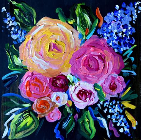 New Small Abstract Flower Painting Wedding Bouquet 12 Etsy Abstract