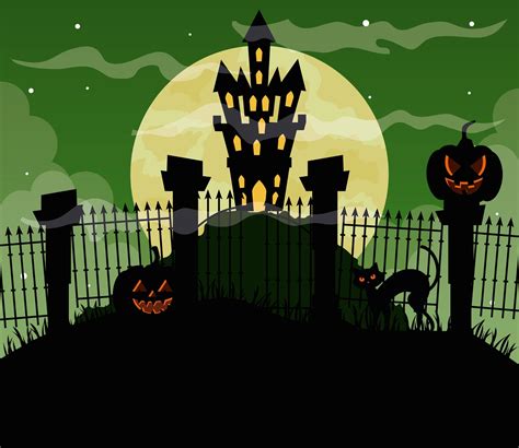 Happy Halloween Background With Castle Haunted And Pumpkins 2547246