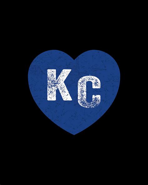 Kc Heart Kansas City Royal Blue I Love Kc Cute Vintage Digital Art By
