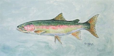 Items Similar To Rainbow Trout Painting Acrylic On Canvas 15 X 30 X