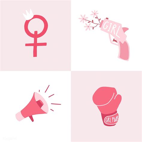 Set Of Pink Feminist Badge Vectors Free Image By Aum In 2020 Vector Free