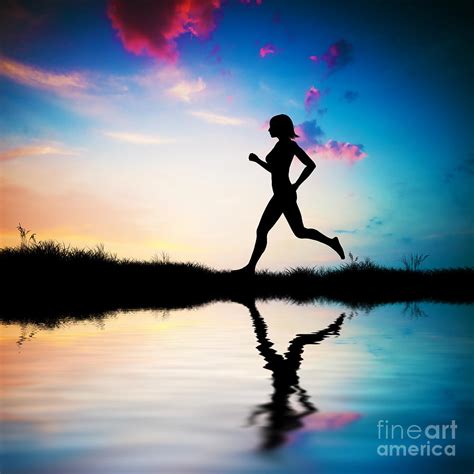 Woman Running Silhouette