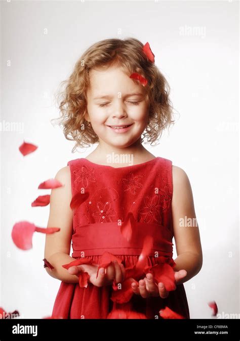 Studio Portrait Little Girl Stock Photo Alamy