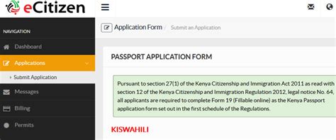 Application Form Application For Kenyan Passport