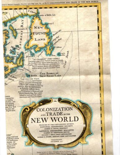 Colonization Of The New World Map National Geographic 1977 Ebay