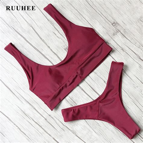 Ruuhee Bikini 2017 Swimwear Women Sports Swimsuit Brazilian Bikini Beach Push Up Bathing Suit