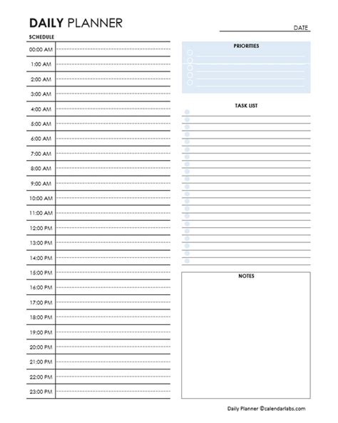 Free Printable Daily Planner With Time Slots Free Printable Templates