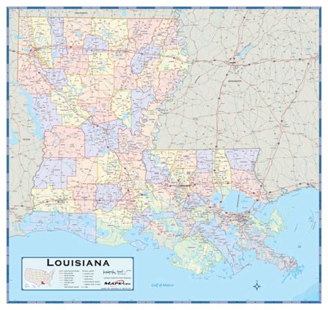 Louisiana Counties Wall Map By Mapsales