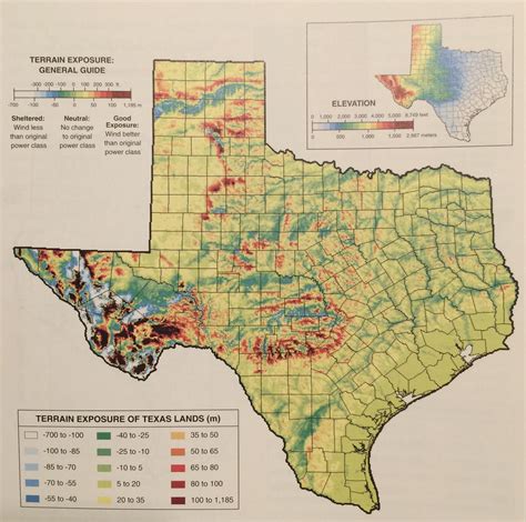 Texas Topographic Elevation Map