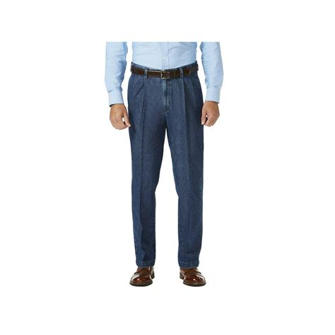 Haggar Haggar Mens Stretch Denim Pleat Front Trouser Classic Fit