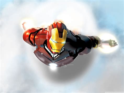 Iron Man Flying Up Wallpaper