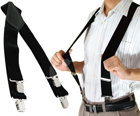 Mens Braces Black Suspender Elastic 50mm Wide Durable Heavy Duty