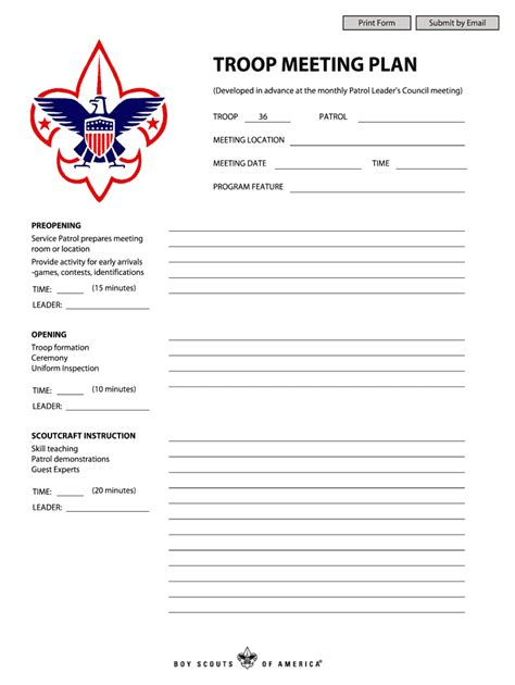Printable Troop Meeting Form Printable Forms Free Online