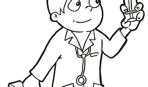 Gambar Dokter Anak Kartun Hitam Putih Buku Mewarnai Dokter Dengan