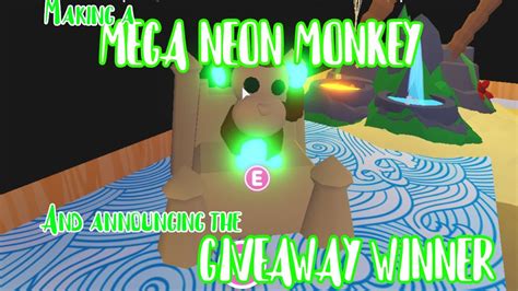 Making A Mega Neon Monkey And Announcing Giveaway Winner Roblox Adopt