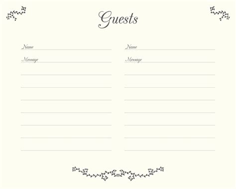Wedding Guest Book Pages Printable File Guests Template Etsy