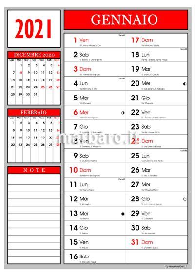Calendario 2021 Con I Santi E Le Lune Fasi Lunari E I Numeri Delle