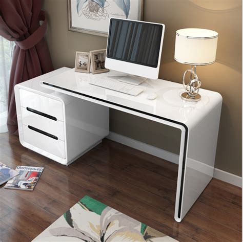 High Gloss White And Black Office Computer Study Reception Desk Swivel