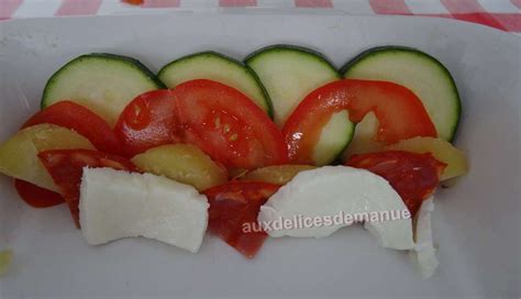 Tian de courgettes pomme de terre tomate chorizo et mozzarella