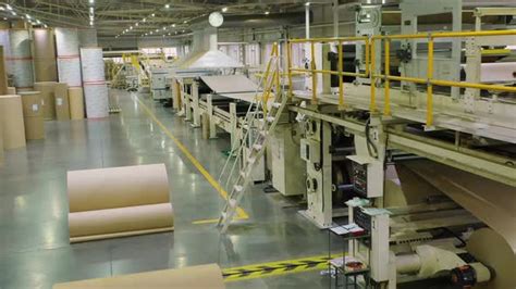 Cardboard Factory Production Of Corrugated Cardboard Stock Footage